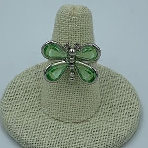 Cute green butterfly adjustable ring